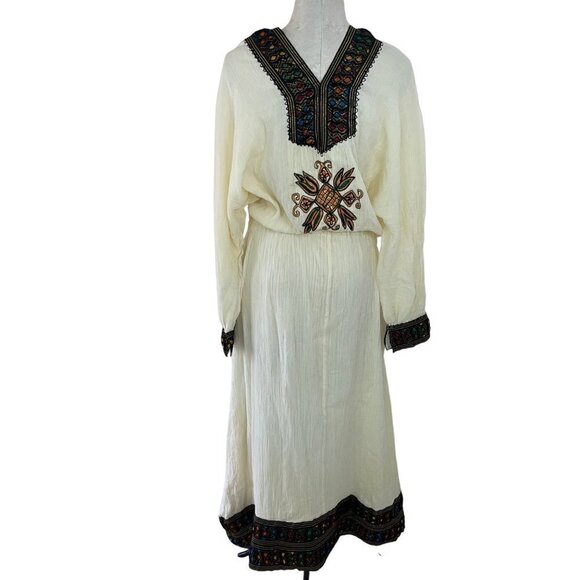 Island Tribe Womens Dress One Size Cream Hebesha Maxi With 2 Scarfs Belt - Picture 2 of 10